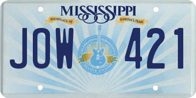 MS license plate JOW421