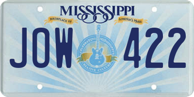 MS license plate JOW422
