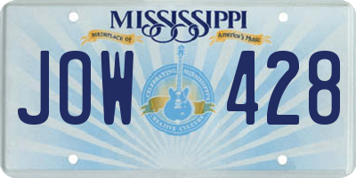MS license plate JOW428