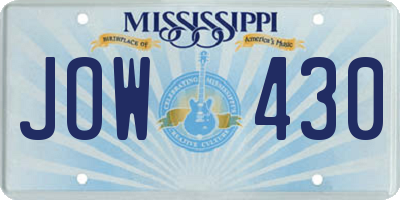 MS license plate JOW430