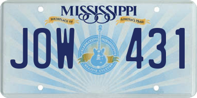 MS license plate JOW431