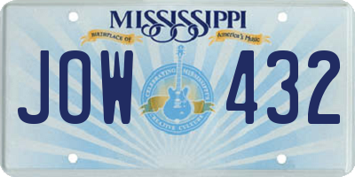 MS license plate JOW432