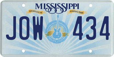 MS license plate JOW434