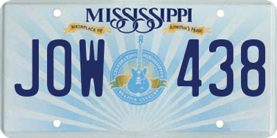 MS license plate JOW438