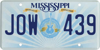 MS license plate JOW439