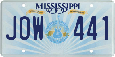 MS license plate JOW441