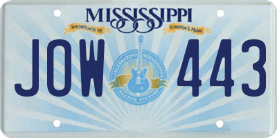 MS license plate JOW443
