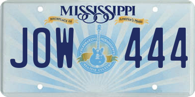 MS license plate JOW444