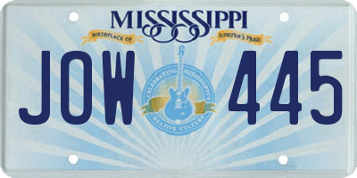 MS license plate JOW445
