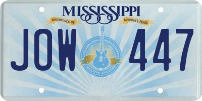 MS license plate JOW447
