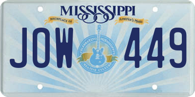 MS license plate JOW449