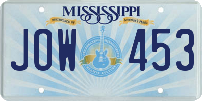 MS license plate JOW453