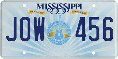 MS license plate JOW456