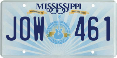 MS license plate JOW461
