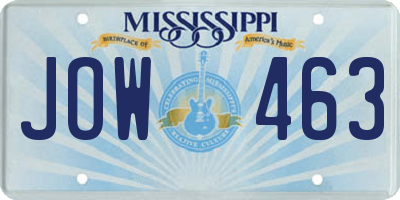 MS license plate JOW463