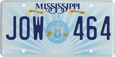 MS license plate JOW464