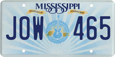 MS license plate JOW465