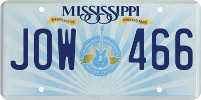MS license plate JOW466