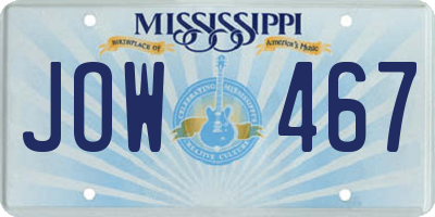 MS license plate JOW467