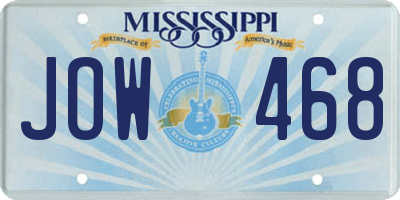MS license plate JOW468