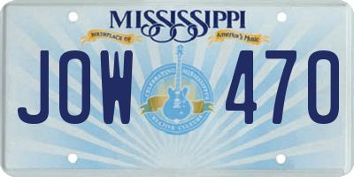 MS license plate JOW470