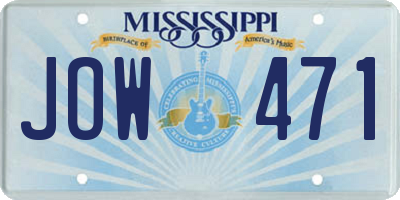 MS license plate JOW471