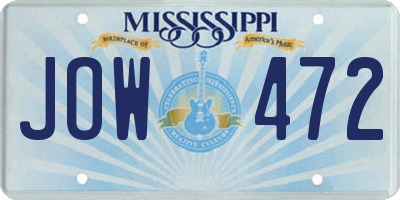 MS license plate JOW472