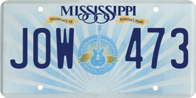 MS license plate JOW473