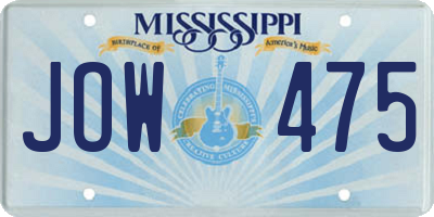 MS license plate JOW475