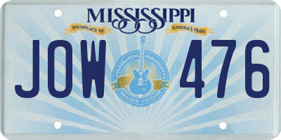 MS license plate JOW476