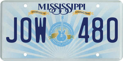 MS license plate JOW480