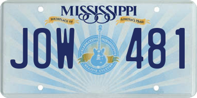 MS license plate JOW481