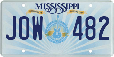 MS license plate JOW482