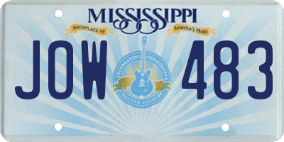 MS license plate JOW483