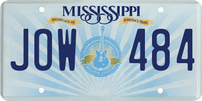 MS license plate JOW484