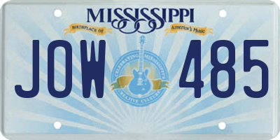MS license plate JOW485