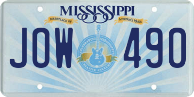 MS license plate JOW490