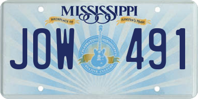 MS license plate JOW491