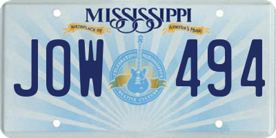 MS license plate JOW494