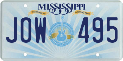 MS license plate JOW495