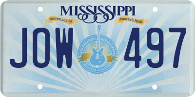 MS license plate JOW497