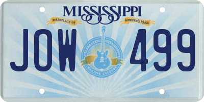 MS license plate JOW499