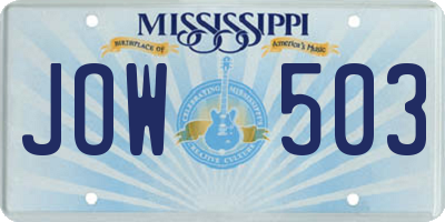 MS license plate JOW503