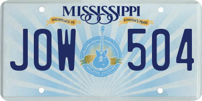 MS license plate JOW504