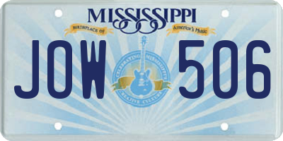 MS license plate JOW506
