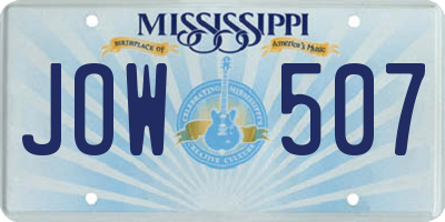 MS license plate JOW507