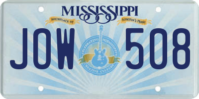 MS license plate JOW508
