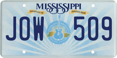 MS license plate JOW509