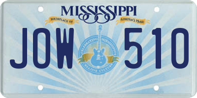 MS license plate JOW510