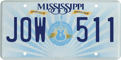 MS license plate JOW511